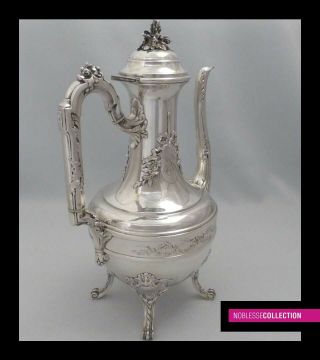 BOIVIN: ANTIQUE 1880s FRENCH ALL STERLING SILVER COFFEE POT 23,  5 TroyOz 11.  4 in. 2