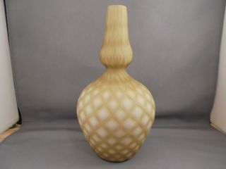 Old Antique Victorian Cut Velvet Mop Mother Of Pearl Glass Bottle Vase 8 3/8 "