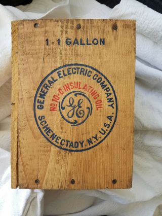 Rare Vintage Ge General Electric Oil Crate