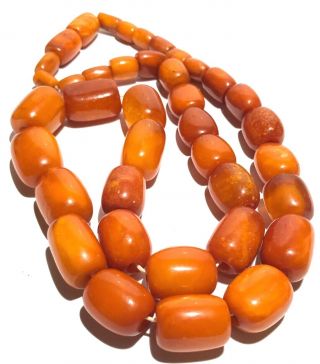 Vintage Natural Amber Beaded Necklace Prayer Beads 104 Grams 26 " Long