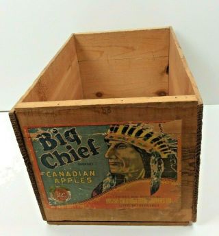 Vintage Wood Fruit Crate Big Chief Canadian Apples British Columbia