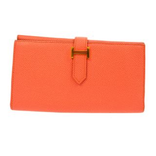 Authentic Hermes Vintage H Trifold Beant Wallet Purse Pink Leather Ak34104d