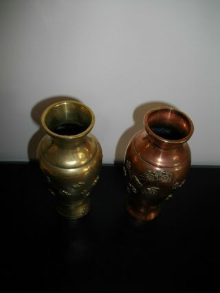 A Small Antique Japanese Meiji Period Baluster Vases in Copper & Brass 3