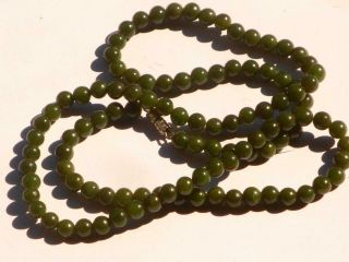 Rare Antique Vintage Chinese Jade Bead Necklace 24 Inches Long.  5mm Bead