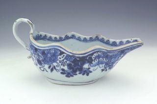 Antique Chinese Oriental Porcelain - Hand Painted Blue & White Gravy Boat