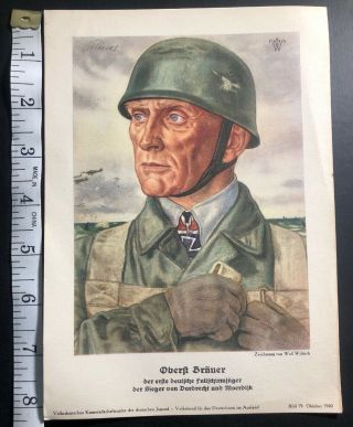 Germany Ww2 Poster Colonel Brauer Parachutist Forces