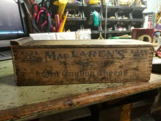 Antique wooden Mac Laren ' s Old English Cheese box J.  L.  Kraft & Bros.  Co. 5