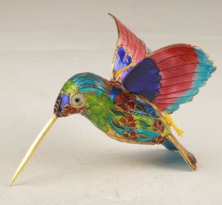 China Cloisonne Enamel Pendant Statue Handcrafted Gift Mascot Hummingbird