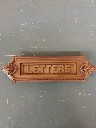 Antique Vintage Solid Brass Mail Slot Hinged Letter Door Mail Slot