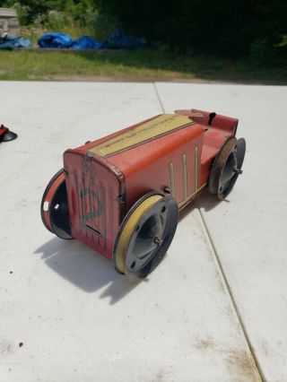Vintage Marx Tin Litho 2 Wind Up Tractor Race Car