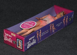 Barbie 1160 1966 MIB Barbie TNT Blonde Pink 2 Piece Cover Up NRFB 3