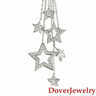 Tiffany & Co Diamond Platinum Star Drop Chain Necklace $10,  000.  00 11.  8 Grams Nr