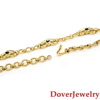 Designer 3.  00ct Sapphire 18K Gold Heart Choker Chain Necklace 58.  9 Grams NR 4