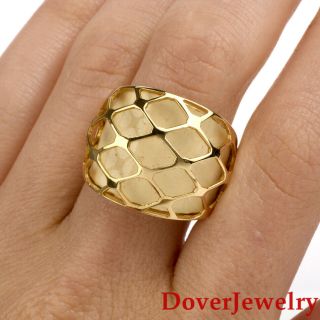 Designer Enamel 18k Yellow Gold Dome Ring 12.  5 Grams Nr
