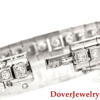 Vintage 3.  68ct Diamond 18K White Gold Tennis Box Line Bracelet 27.  6 Grams NR 3