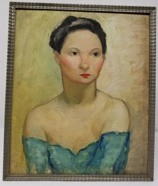 Antique Vintage French Portrait Oil Painting Genevieve Simont Paris