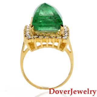 Levian Diamond 9.  70ct Emerald 14k Yellow Gold Cocktail Ring 7.  0 Grams Nr