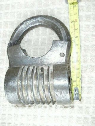 Very Large & Heavy Antique Steel Padlock & Key (In Order) 5