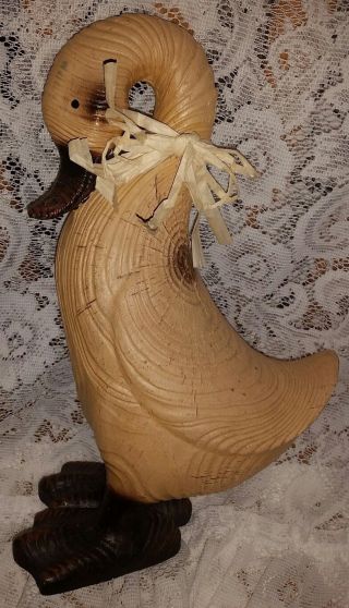 Vintage Carved Wooden Graceful Swan Figure Folk Art Unique Wood Character