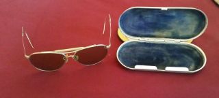 WWII American Optical Pilot Aviator Sunglasses US B&L case AN - 6531 Ray Ban WW2 2