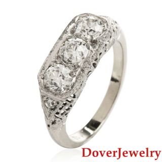 Antique Deco Diamond 18k White Gold Floral Filigree Engagement Ring Nr