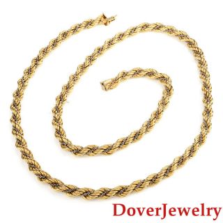 Vintage Italian 18K Gold Rope Rolo Chain Long Necklace 73.  7 Grams 30.  5 