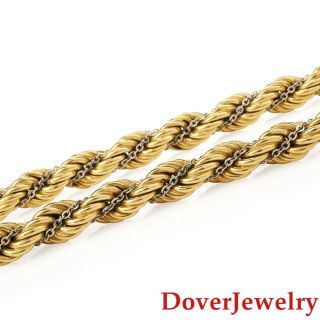Vintage Italian 18K Gold Rope Rolo Chain Long Necklace 73.  7 Grams 30.  5 