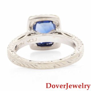 GIA Diamond 3.  07ct Sapphire 18K White Gold Halo Engagement Ring 6.  1 Grams NR 3