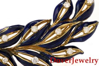 Tiffany & Co.  Diamond Enamel 18k Yellow Gold Leaf Branch Pin 20.  0 Grams Nr