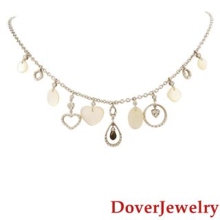 Estate Diamond Mother Of Pearl Quartz 18K Gold Heart Necklace 18.  9 Grams NR 2