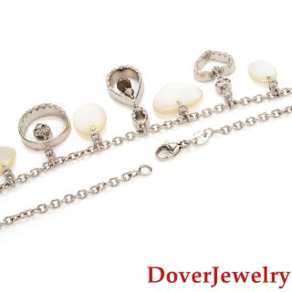 Estate Diamond Mother Of Pearl Quartz 18K Gold Heart Necklace 18.  9 Grams NR 6