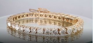 Certified Huge 10ct Round - Cut Diamond Antique Bracelet 10k Real Yellow Gold