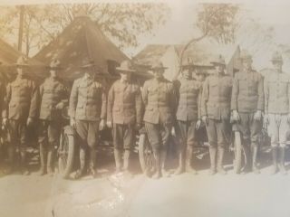 antique 1918 WW1 PANORAMIC PHOTO UN ID ' ED UNIT TENTS IN BACKGROUND MOTORBIKE 3