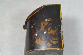 tole tin tea box toleware small 4 in.  stencil deer miniature antique 4