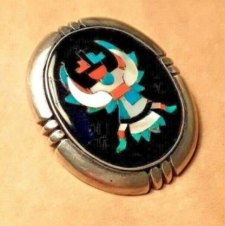 Frank Vacit Vintage/antique Zuni Multicolor Mosaic Inlay Knifewing Pin/pendant