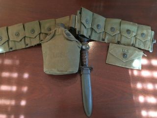 Wwii Combat Rig,  Cartridge Belt,  Canteen,  First Aid Kit Holder