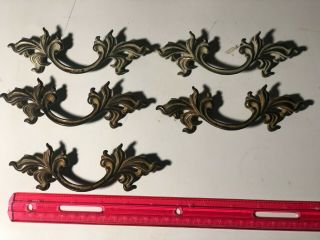 Set Of 5 Vintage French Provincial Drawer Pulls 3 " From Middle