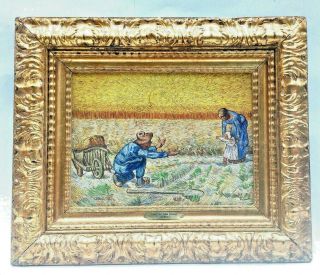 Antique Oil On Canvas Vincent Van Gogh 1889 With Frame In Golden Leaf