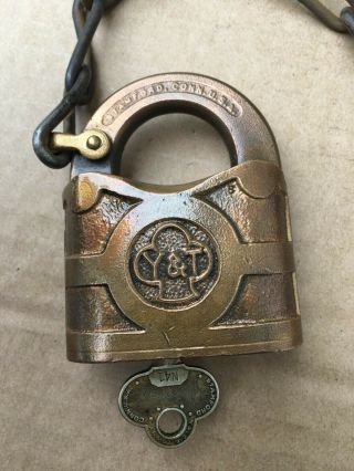 Antique Y&t Yale & Towne Padlock With Key Stamford,  Conn.