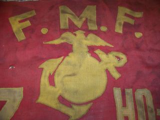 WWII USMC FLEET MARINES FORCE UNIT BANNER FLAG 7TH FMF 3 - HQ MARINE CORP 3