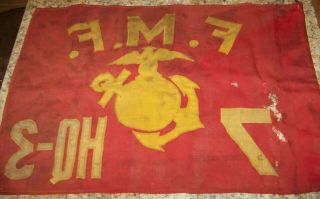 WWII USMC FLEET MARINES FORCE UNIT BANNER FLAG 7TH FMF 3 - HQ MARINE CORP 5