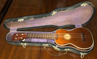 Antique/ Vintage Cf Martin & Co 1920s Style 2 Ukulele Mahogany W/ Case