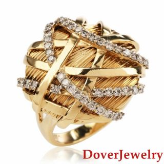 Estate Diamond 14k Yellow Gold Crossover Ball Cocktail Ring 11.  0 Grams Nr