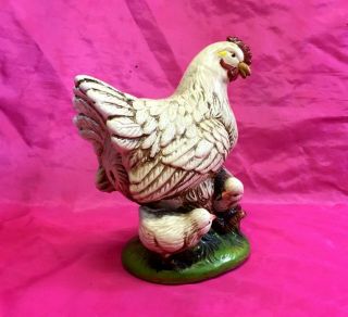 Antique Porcelain Colorful Hand Painted CHICKEN & BABY CHICKENS Figurine - L@@K 3