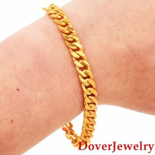 Estate Chinese 24k Yellow Gold Curb Link Chain Bracelet 37.  3 Grams Nr