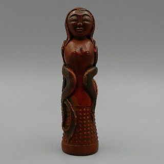 Hand Carved Woman Ancient Natural Old Cinnabar Charm Pendants Statue