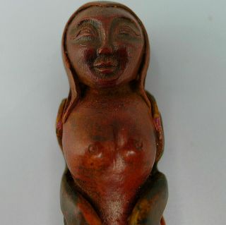 Hand Carved Woman Ancient Natural Old Cinnabar Charm Pendants Statue 4