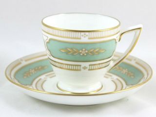 Vintage Minton Bone China Imperial Jade H5271 Green Gold White Cup & Saucer Set