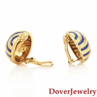 Cartier Italian 18K Yellow Gold Enamel Stud Earrings 18.  2 Grams NR 2