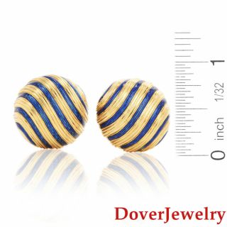 Cartier Italian 18K Yellow Gold Enamel Stud Earrings 18.  2 Grams NR 4